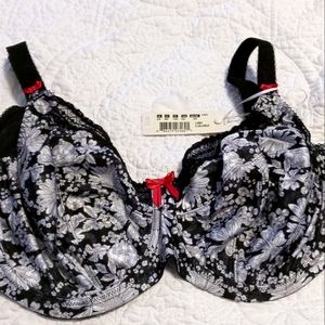 NWT Elomi Libby black/white underwire bra 42E